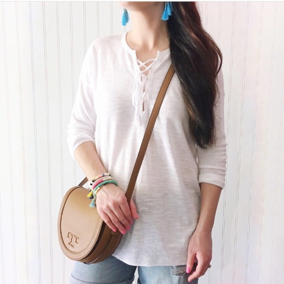 LOFT Tops - NWT LOFT white lace up long sleeve top LOFT Tops - NWT LOFT white lace up long sleeve top